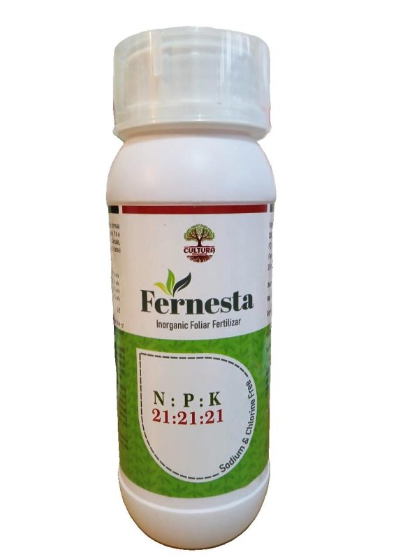 A bottle of Fernesta Foliar Fertilizer 500 ml.
